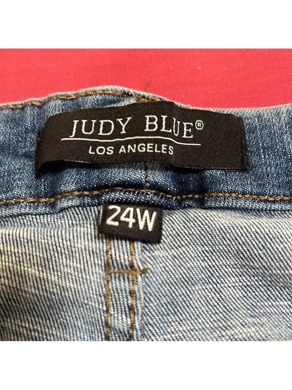 Judy Blue Distressed Button-Fly Skinny Jeans in Blue. 24W - Picture 3 of 12